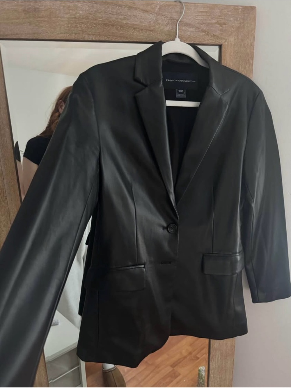 French Connection Black Vegan Leather Blazer